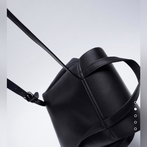 Zara Basic Collection Classic Black Faux Leather Backpack - Picture 5 of 15